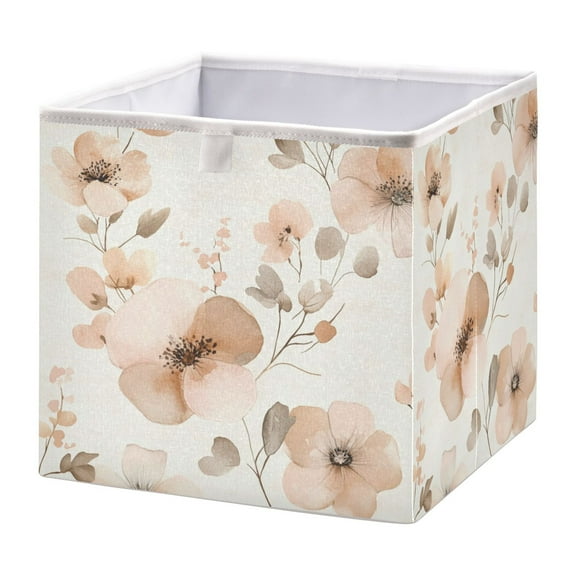 Cabinet Storage Basket 11.02x11.02x11.02 Inches Storage Box Foldable, Storable and Easy to Assemble ，Open Home Storage Bins ，Closet Storage Bins Blooming Orange Flower