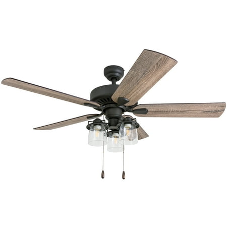 Prominence Home 50585-35 Briarcrest Farmhouse 52-Inch Aged Bronze Indoor Ceiling Fan, Multi-Arm LED Lighting with Barnwood/Tumbleweed