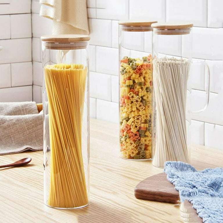 Borosilicate Glass Storage Jar with Bamboo Lid for Tube Shaped Glass  Storage Jar for Glass Spice Jar with Wooden Lid, Microwave Popcorn Jars -  China Bamboo Lid Glass Jar and Large Size