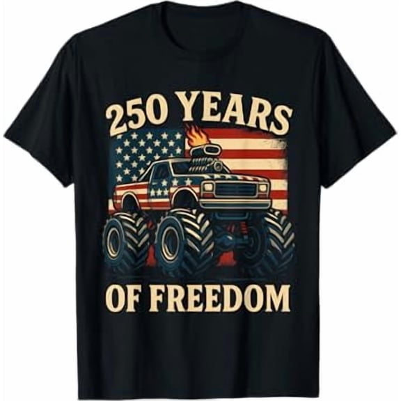 Monster Truck 250th Anniversary America July 4th Patriotic T-Shirt
