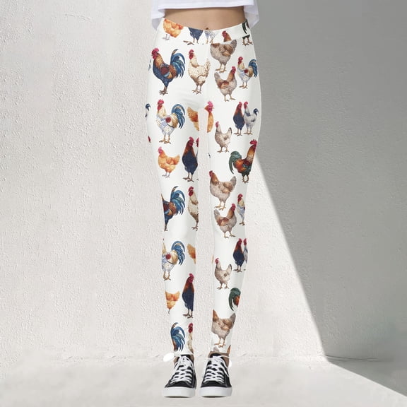 Yoga Pants for Women High Waist Chicken Printed Flared Yoga Pants Soft Breathable Lifting Daily Tights Womens Leggings