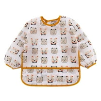 oqasdz Baby Care Boys Girls Long Sleeve Cartoon Prints Soft Comfortable Cute Bibs, Size 6-12 Months