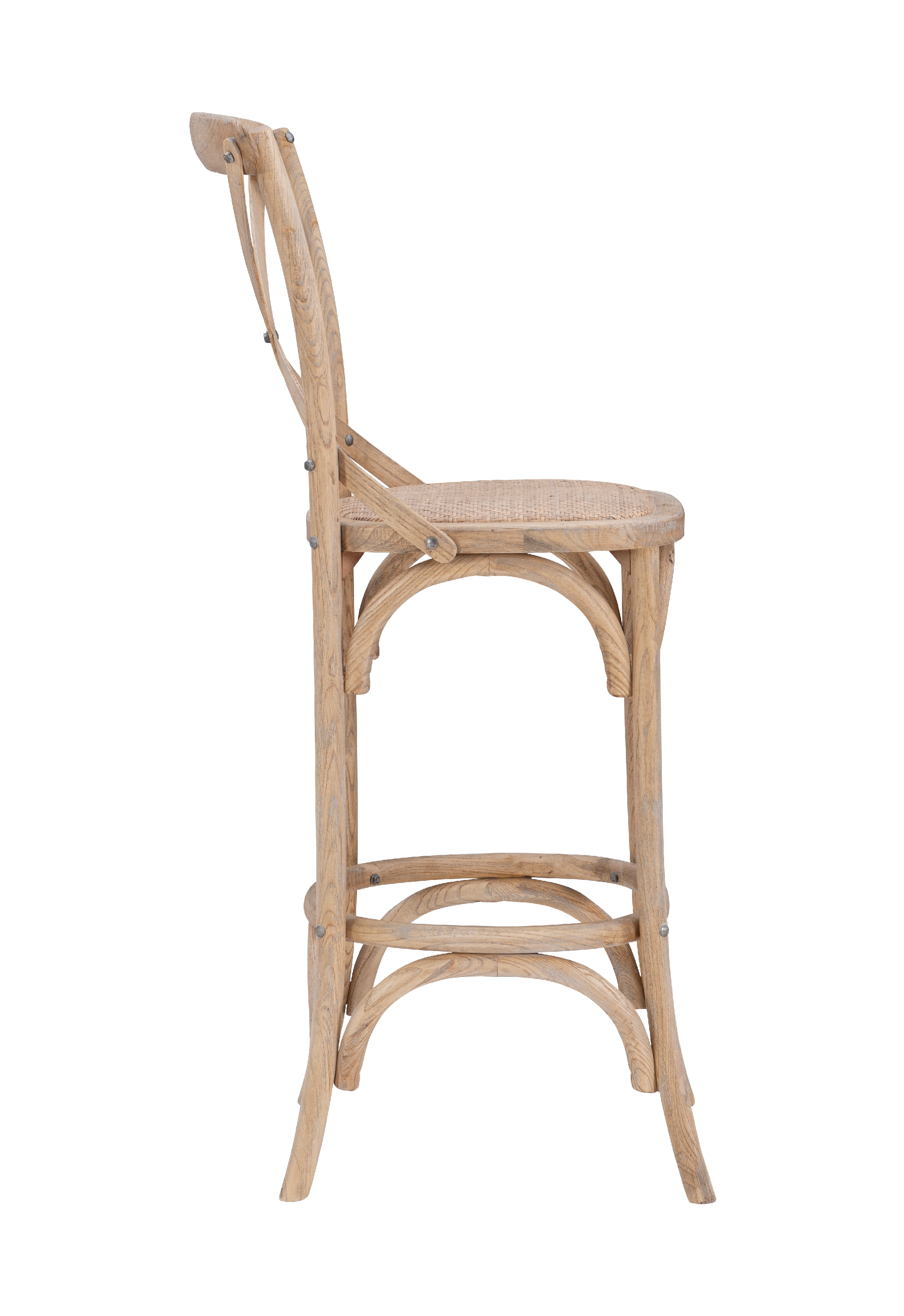 Linon Kershaw X-Back Bar Stool, 30" Seat Height, Gray Wash Finish