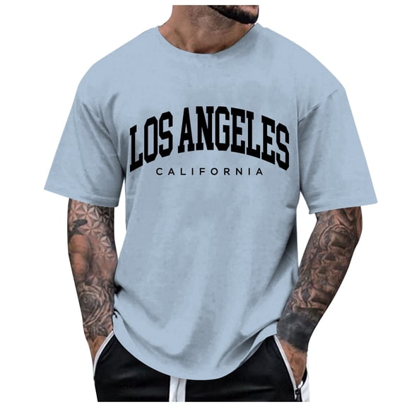 Short Sleeve Men T shirts Ribbed Crew Neck Shirts for Men Color Block Tee Shirts Blue,S