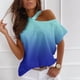 thumbnail image 2 of Tops de Mujer Elegante Casual Fuera Del Hombro Tops Impreso Manga Corta Cuello Redondo Jersey Blusa Camiseta Odeerbi ODB163767, 2 of 5