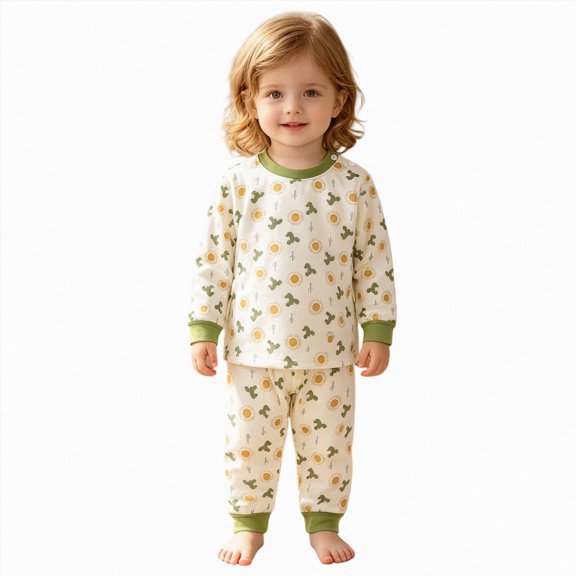 CAUYDY Newborn Girl Photoshoot Outfits Toddler Clothes Cute 12 18 24 Months Long Sleeved Shirt Elastic Pants 2PCS Set Baby Pajamas for Girls Fall Winter Sizes 18-24 Months,Green