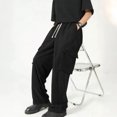 thumbnail image 2 of Men’s Casual Loose Fit Cargo Pants with Drawstring Waist, Lightweight Breathable Cotton Trousers for Everyday Wear, 2 of 5
