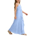 thumbnail image 3 of DuoJiaJ Robe Trapèze pour Fille Demoiselle d'Honneur Junior Robe Maxi Fluide en Mousseline Robe de Mariage Fête Concours Taille 2-3 Ans, 3 of 5