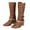 Brown, variant on Jsaierl Knee High Boots for Women Gogo Boots 70s Boots,Leather Pointed Toe Chunky Knee High Platform Dress Boots, Fashion Long Chunky Tall Gogo Boots for Fall