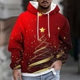 thumbnail image 2 of SERTG Men's Christmas Print Hooded Sweatshirt Long Sleeve Fashion Drawstring Front Pockets Stylish Casual Holiday Gifts Men's Tops(Red,2XL), 2 of 5
