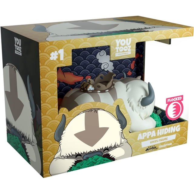 Youtooz Appa Hiding Flocked Figura de vinilo de 2,3 pulgadas, Avatar coleccionable The Last Airbender Appa Hiding Vinilo con embalaje de arte personalizado