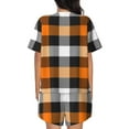 thumbnail image 3 of Picia Orange Plaid Pajamas Sets for Women Soft Short-Sleeved Pjs with Lounge Shorts Two Piece Sleepwear-Medium, 3 of 9