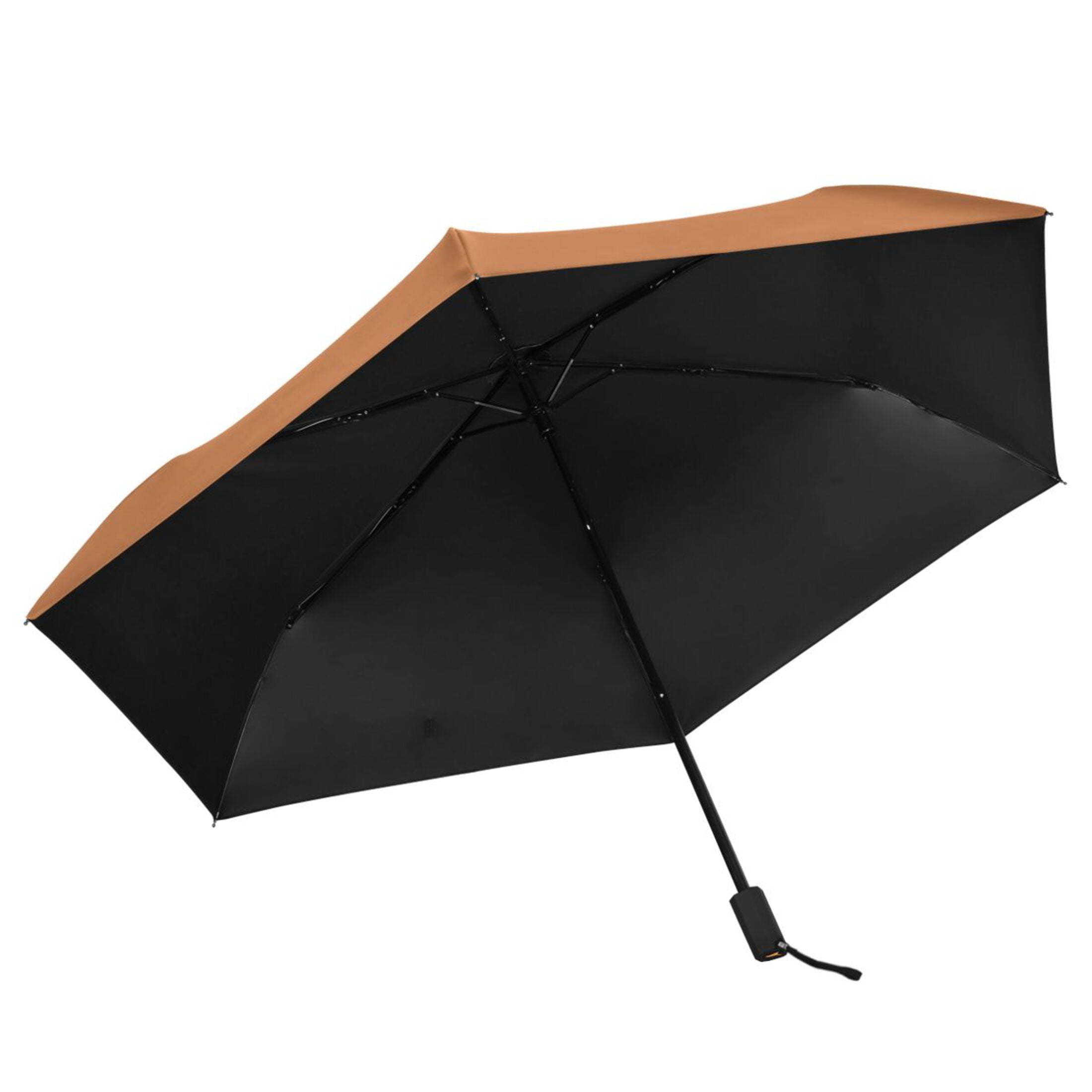 Brown Compact Sun Umbrella Windproof Travel Umbrellas for Rain Strong Portable UV Protection