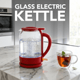 thumbnail image 6 of OVENTE 1.5L Glass Electric Kettle Water Boiler, Red KG516R | 1500W Fast Boiling, Easy Fill Lid, Stainless Steel Filter, LED Indicator, Auto Shut-Off, Boil-Dry Protection, 360° Base, 6 of 8