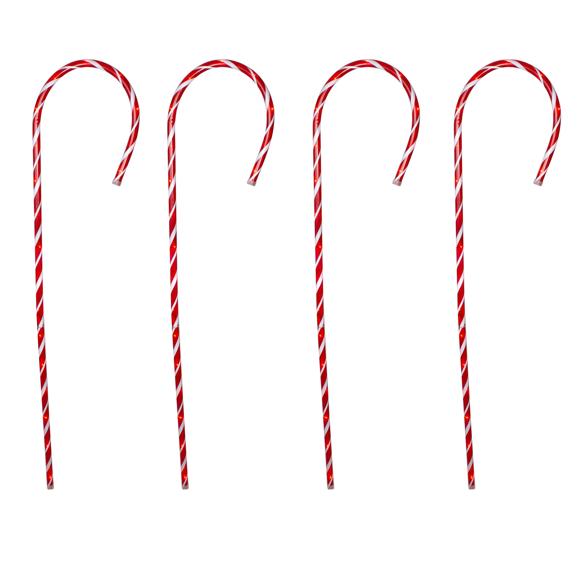 Hofert Striped Candy Cane Christmas Outdoor Pathway Markers - 60" - Set of 4