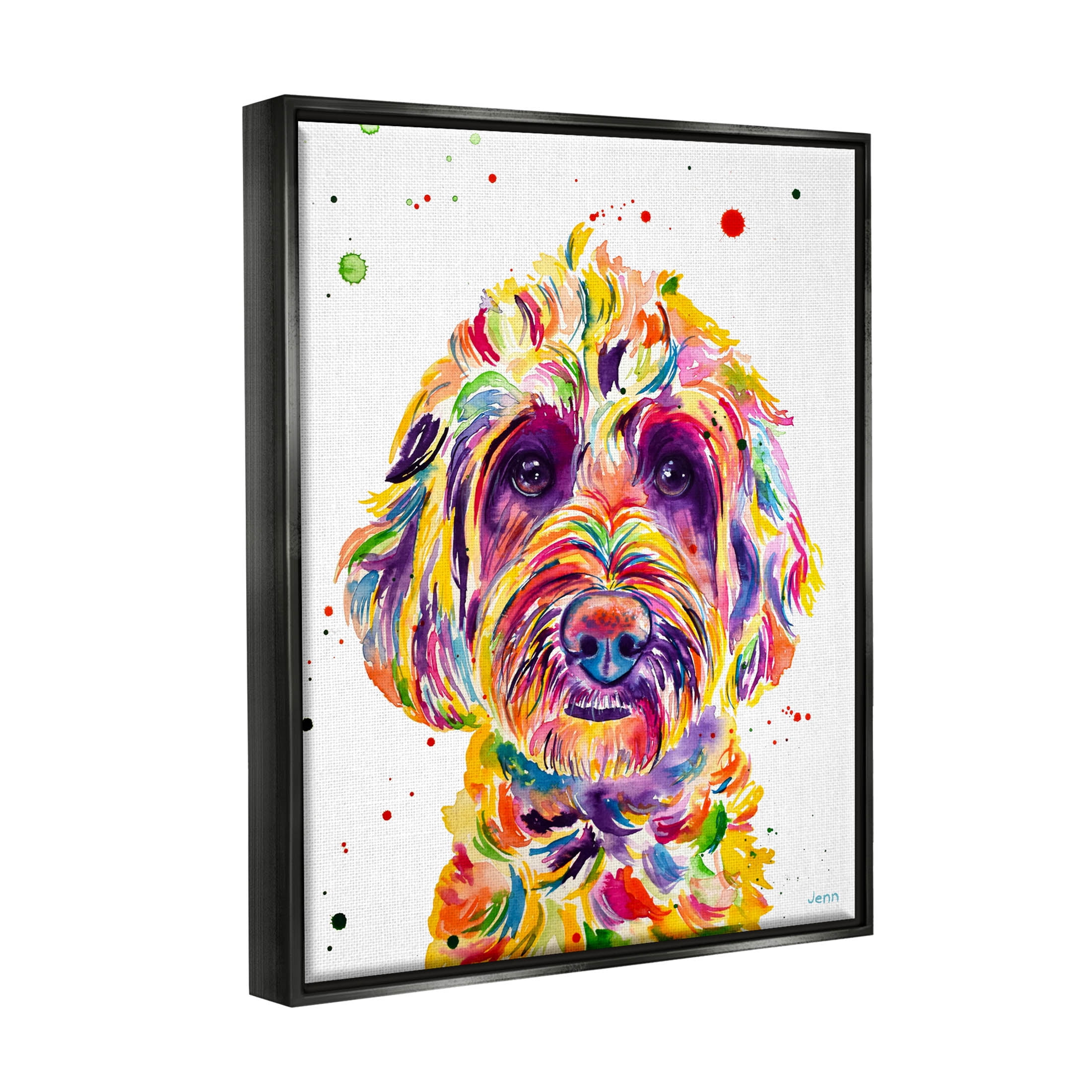 Bold Terrier Dog Pet Portrait Animals & Insects Graphic Art Jet Black Framed Art Print Wall Art