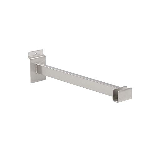 Econoco BQSWFBSN 12" Slatwall Bracket for Rectangular Tubing - Satin Nickel Finish,Pack Size - 24