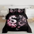 thumbnail image 2 of Castle Fairy Black White Dragon Queen Comforter Set,Cherry Blossom Bedding Comforter Set, 2 of 8