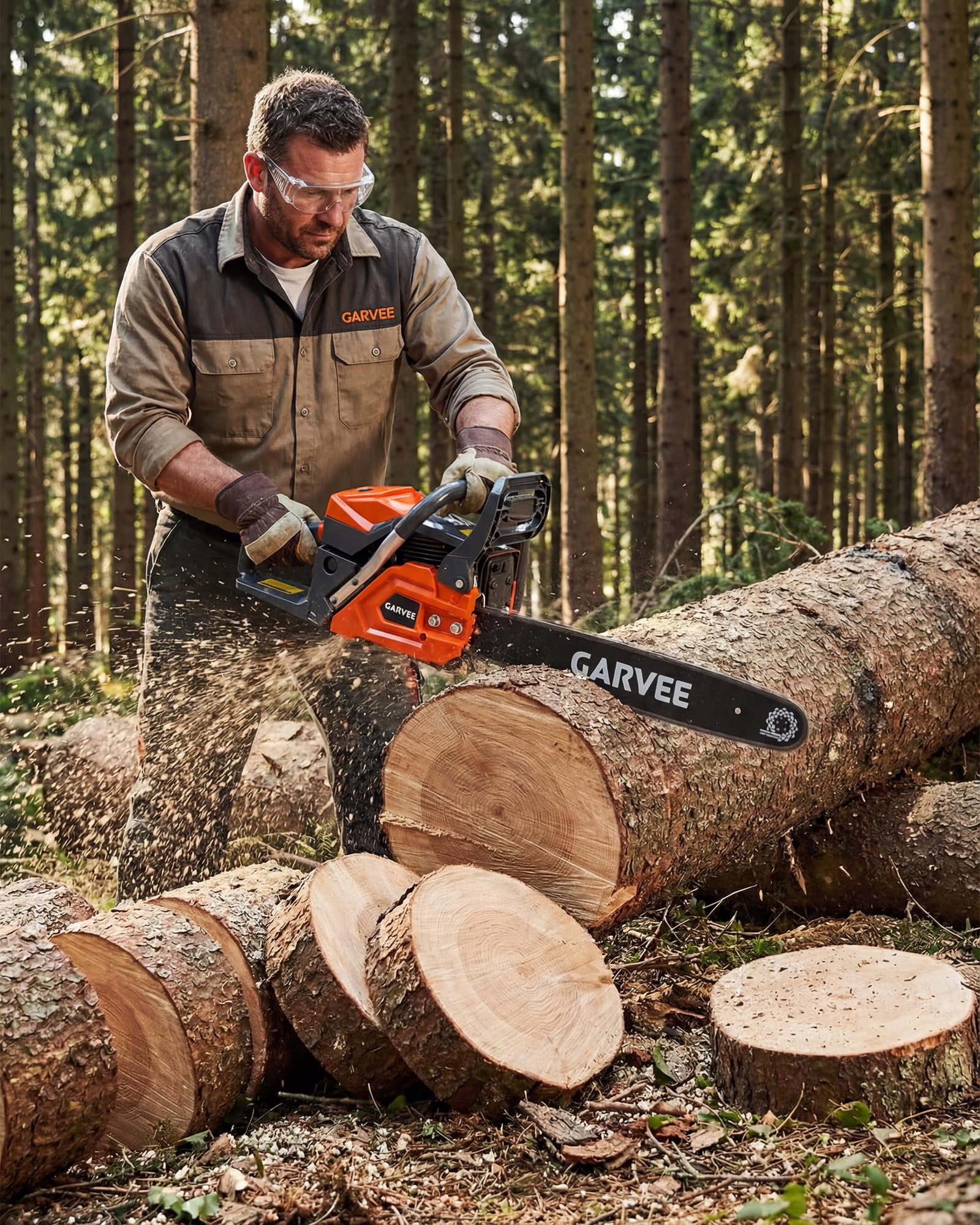 Accreate Gas Powered Chainsaw, 52cc/58cc with 20" Bar, 2.2kW 2-Stroke Engine, Quick Start, Chain Brake, and Anti-Vibration System, Ideal for Wood, Tree, or Land Cutting