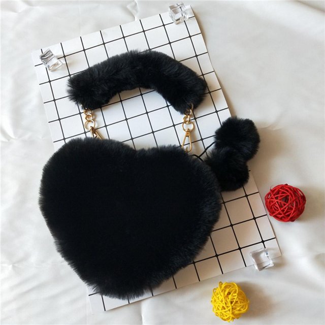 Bolso de mano sintética para mujer Bolso para axi corazón suave de invierno Negro Hugo Bolso de piel sintética