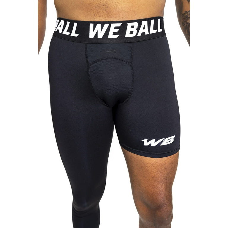 We Ball Sports Athletic Men's Single Leg Sports Tights  One Leg  Compression Base Layer Leggings for Men (Black, FULL XL) 