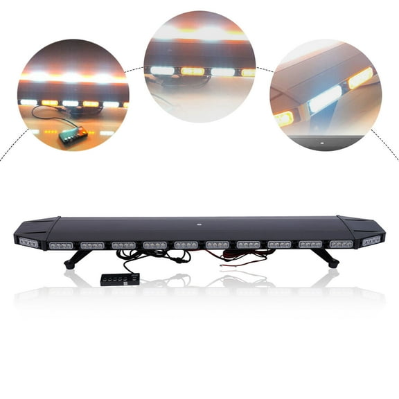 104-LED Amber and White Strobe Light Bar 47" Emergency Warn Beacon for Tow Truck DC 12-24V