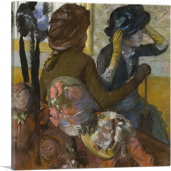 ARTCANVAS At the Milliner's 1882 Canvas Art Print by Edgar Degas - Size: 26" x 26" (0.75" Deep)