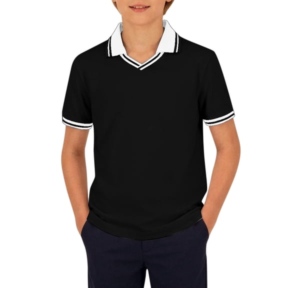 Hiijoy Little Boys Short Sleeve Polo Shirt Casual Summer Breathable Shirt, Sizes 5-6