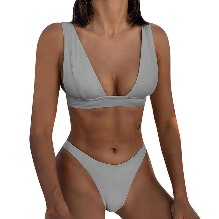 Aayomet Swimwear Bikini Women's Split Swimwear Multi Color Solid Bikini  Hair Removal Bikini Area,K Large