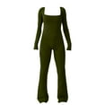 thumbnail image 3 of Pyhlmscde Jumpsuits for Women Square Neck Wide Leg Full Length Romper Playsuit, Jumpsuits for Women Casual, Black Jumpsuit for Women, Long Sleeve Jumpsuit for Women, 3 of 3