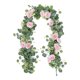 thumbnail image 5 of Guirnalda de flores artificiales de eucalipto con rosas, guirnalda de flores artificiales, enredadera de rosas falsas para centro de mesa, camino de mesa, decoración de fondo de pared, 5 of 8