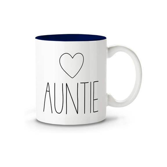 Auntie Mug - Love my Aunty Xmas Coffee Mug - Tea Cup Christmas Gifts Aunt Birthday 11oz - Blue Interior