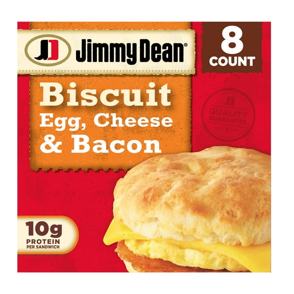 Jimmy Dean Bacon Egg & Cheese Biscuit Sandwich, 28.8 oz, 8 Count (Frozen)