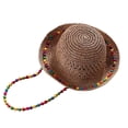 thumbnail image 4 of FINALGANG Womens Wide Brim Woven Straw Sun Hat With Colorful Beaded Chin Strap For Summer Beach Vacation Outdoor Activities Lovely Hat, 4 of 4