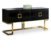 Meridian Furniture Beth Solid Wood Sideboard/Buffet in Black Lacquer/Gold Finish