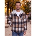 thumbnail image 3 of GIRUNS Men's Plaid Flannel Zip Up Hoodie Jacket Lightweight Casual Shirt Jacket Outerwear Coat Camel BN Dark Coffee 2XL, 3 of 6
