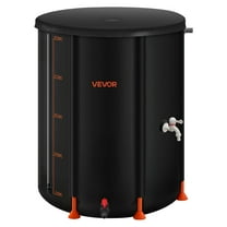VEVOR Collapsible Rain Barrel, 53 Gallon Portable Rain Water Collection Barrel, 1000D PVC Rainwater Collection System, Garden Water Catcher Tank Storage Container with Spigot & Overflow Kit, Black