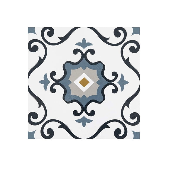 PowerSellerUSA Self-Stick Vinyl Modern Geometric Floor Tiles Ultra Durable 1.5mm Thick Tiles, 1-Pack/20 Square Ft., 12" x 12", Slate Scrolls