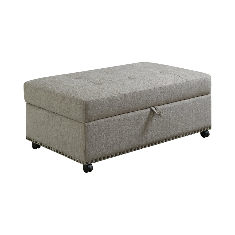 Sleeper Ottoman with Nailhead Trim Dove Grey