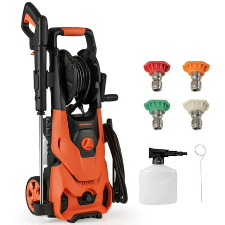 Gymax Electric Pressure Washer 2150PSI 1.2GPM Power Washer w/ 4 Quick Connect Nozzles Orange