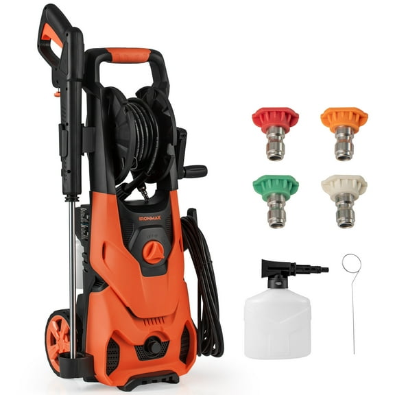 Gymax Electric Pressure Washer 2150PSI 1.2GPM Power Washer w/ 4 Quick Connect Nozzles Orange