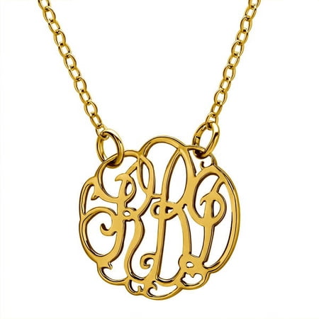 Personalized Handmade Women's Monogram Necklace 3/4 Inch, Available in Sterling Silver, 10kt Gold and 14kt Gold, 14, 16, 18 and 20 Long