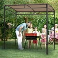 thumbnail image 4 of Costway Pérgola para Parrilla de 216 cm Toldo de Barbacoa para Patio con Estante de Servicio Ganchos Marco Metálico para Jardín Exterior Marrón, 4 of 10