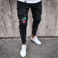 thumbnail image 4 of Mens Skinny Jeans Rip Slim fit Stretch Denim Distress Frayed Biker Jeans Boy, 4 of 5