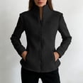 thumbnail image 7 of Breezora Women's Stand Collar Slim Fit Long Sleeve Jacket with Full Zip and Side Pockets for Casual Outerwear XL Size Black, 7 of 7