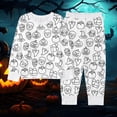thumbnail image 2 of Kids Halloween Pajamas Size 4-5 Years Childrens Loungewear Print Long Sleeve Top and Pants Cozy Set Girls Pjs White, 2 of 3