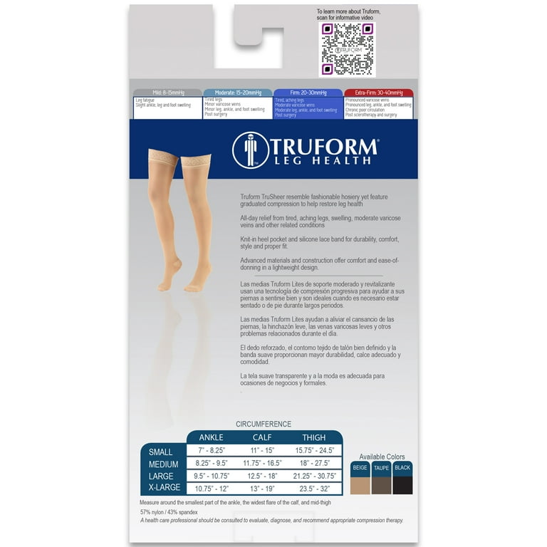 Truform 20-30 mmHg Compression Pantyhose, Women's