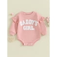 thumbnail image 2 of Gupgi Baby Girl Sweatshirt Romper Infant Ruffle Long Sleeve Crew Neck Letter Embroidery Jumpsuit, 2 of 9