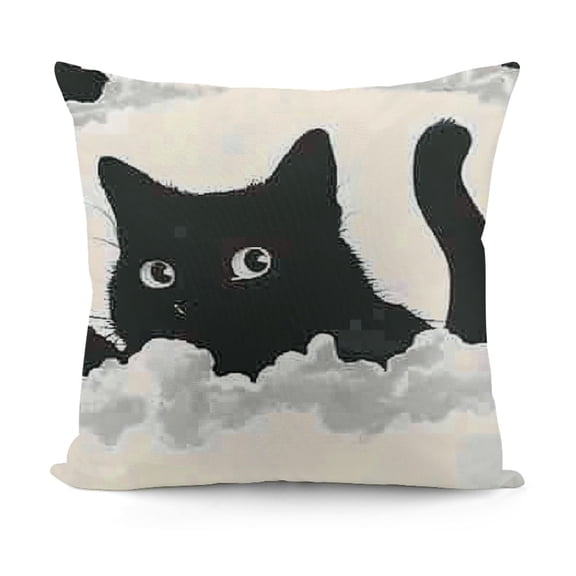 SHANXI Throw Pillow Cover Print for for Couch Sofa Black and White Cat Lover's Gift Decorative Pillowcase Outdoor Pillows Cover 12x12in
