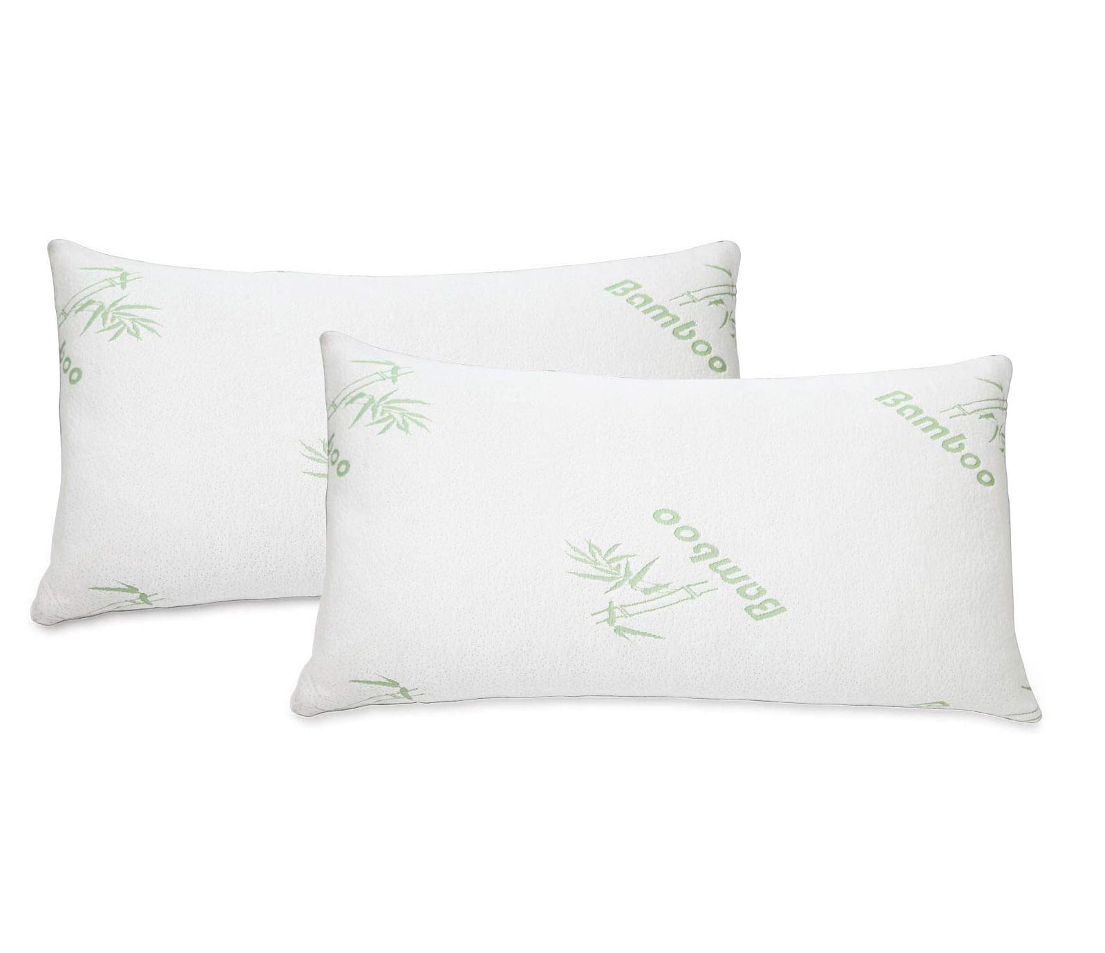 Queen Size Soft Plush Bamboo Memory Foam Support Pillow (Set Of 2)